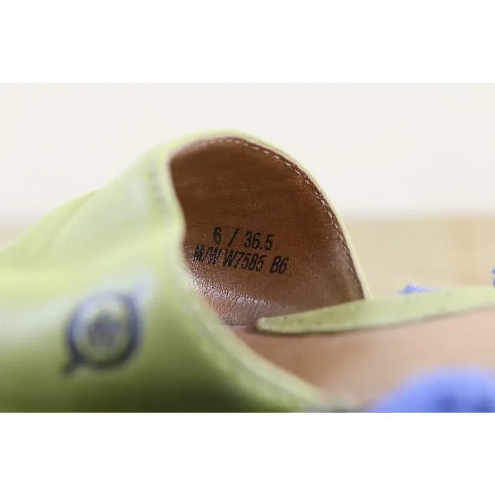 Born Sandals Womens 6 Lime Green Leather Wedge Shoes Slip On - Picture 8 of 8